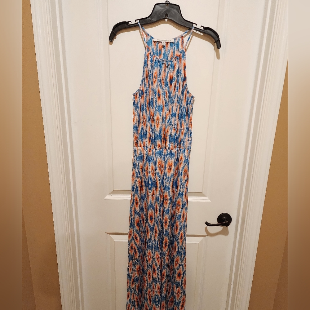 Collective Concepts Blue and Orange Maxi Dress